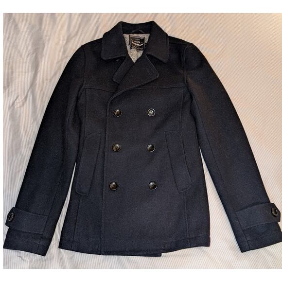 Topman Wool Blend Peacoat Size XS X-Small Black - Picture 1 of 7